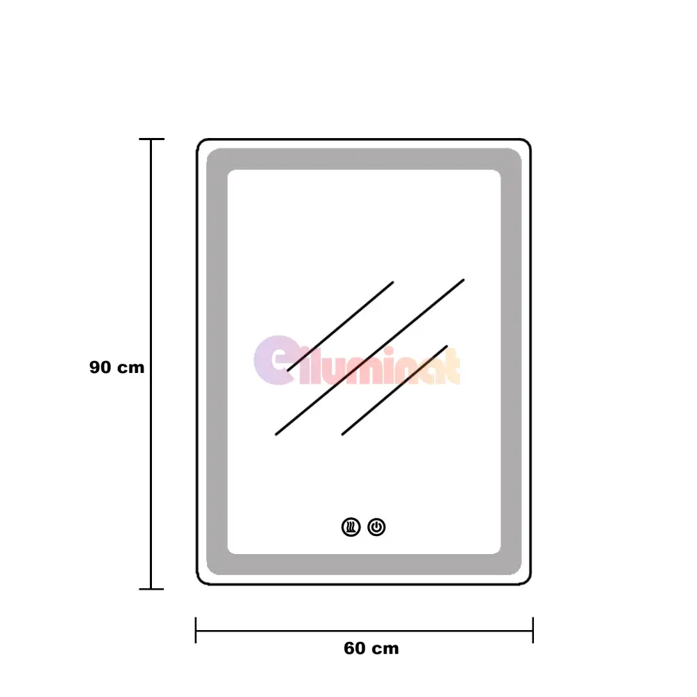 Oglinda Led 60X90Cm 3 Lumini Dezaburire Si Touch Od057 Mirror