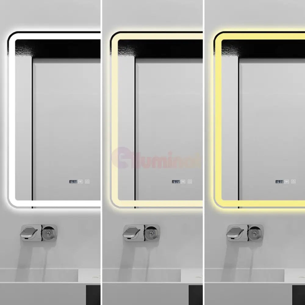Oglinda Led 75X90Cm Functie Dezaburire Ceas Si Trei Lumini J169 Mirror