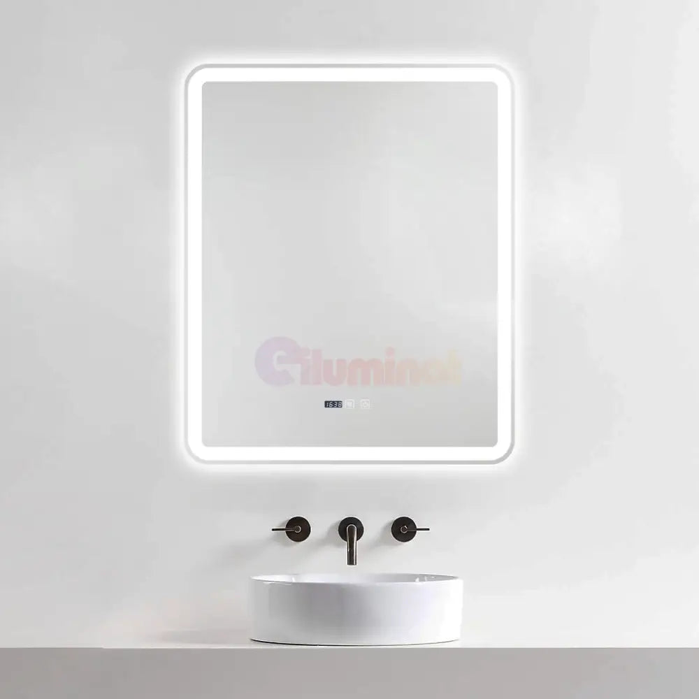 Oglinda Led 75X90Cm Functie Dezaburire Ceas Si Trei Lumini J169 Mirror