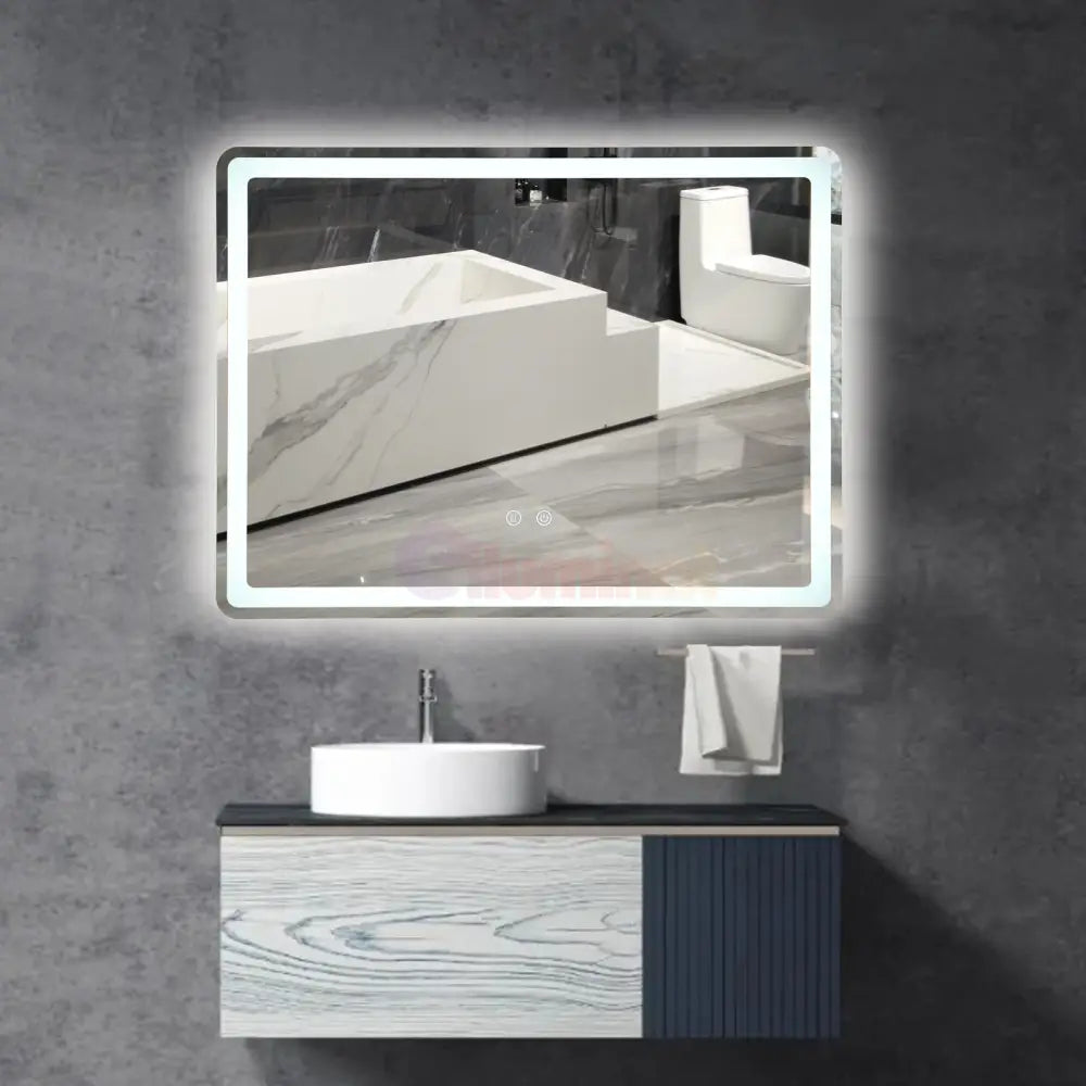 Oglinda Led 80X60Cm 3 Lumini Dezaburire Si Touch Od037Y Mirror
