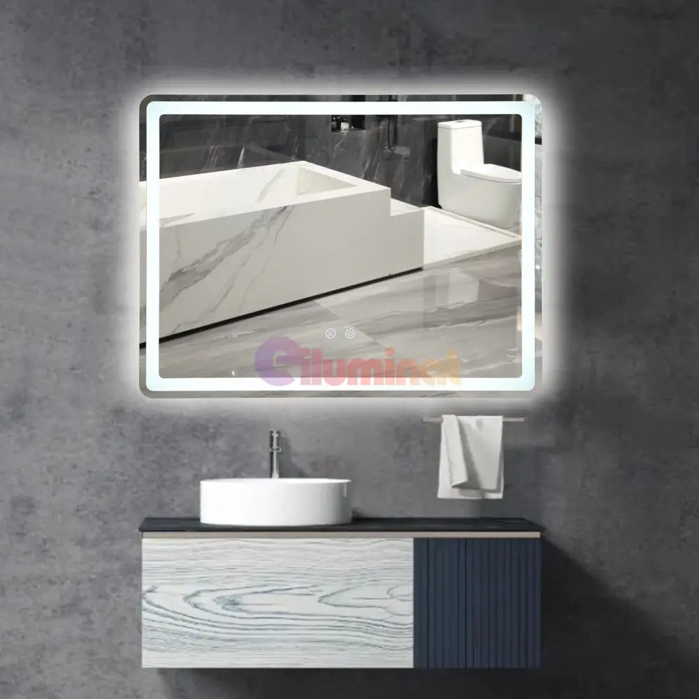 Oglinda Led 80X60Cm 3 Lumini Dezaburire Si Touch Od037Y Mirror