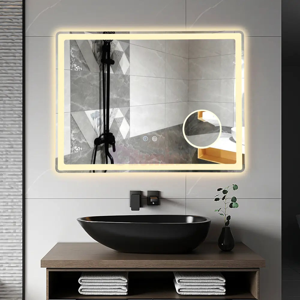 Oglinda Led 80X60Cm Lupa 3 Lumini Dezaburire Si Touch Od023 Mirror