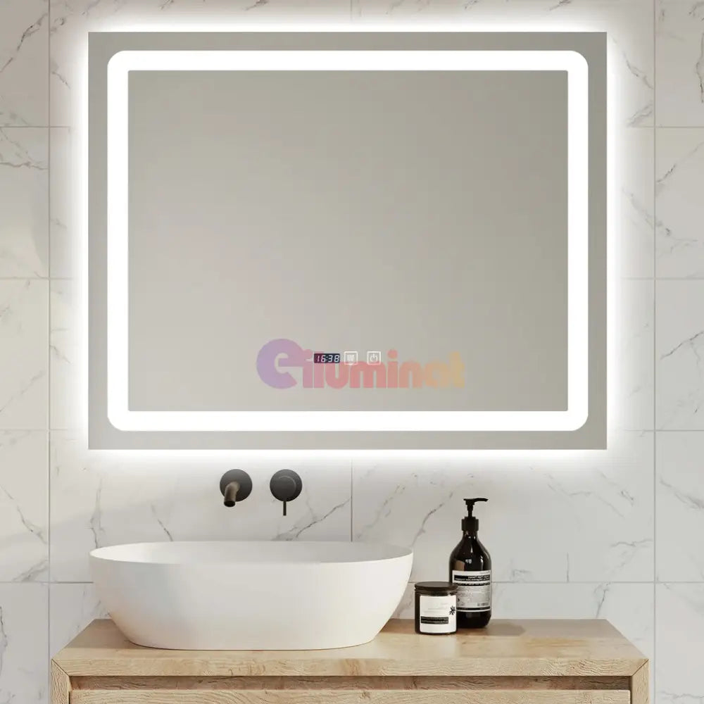 Oglinda Led 80X65Cm Functie Dezaburire Ceas Si Touch J49 Mirror