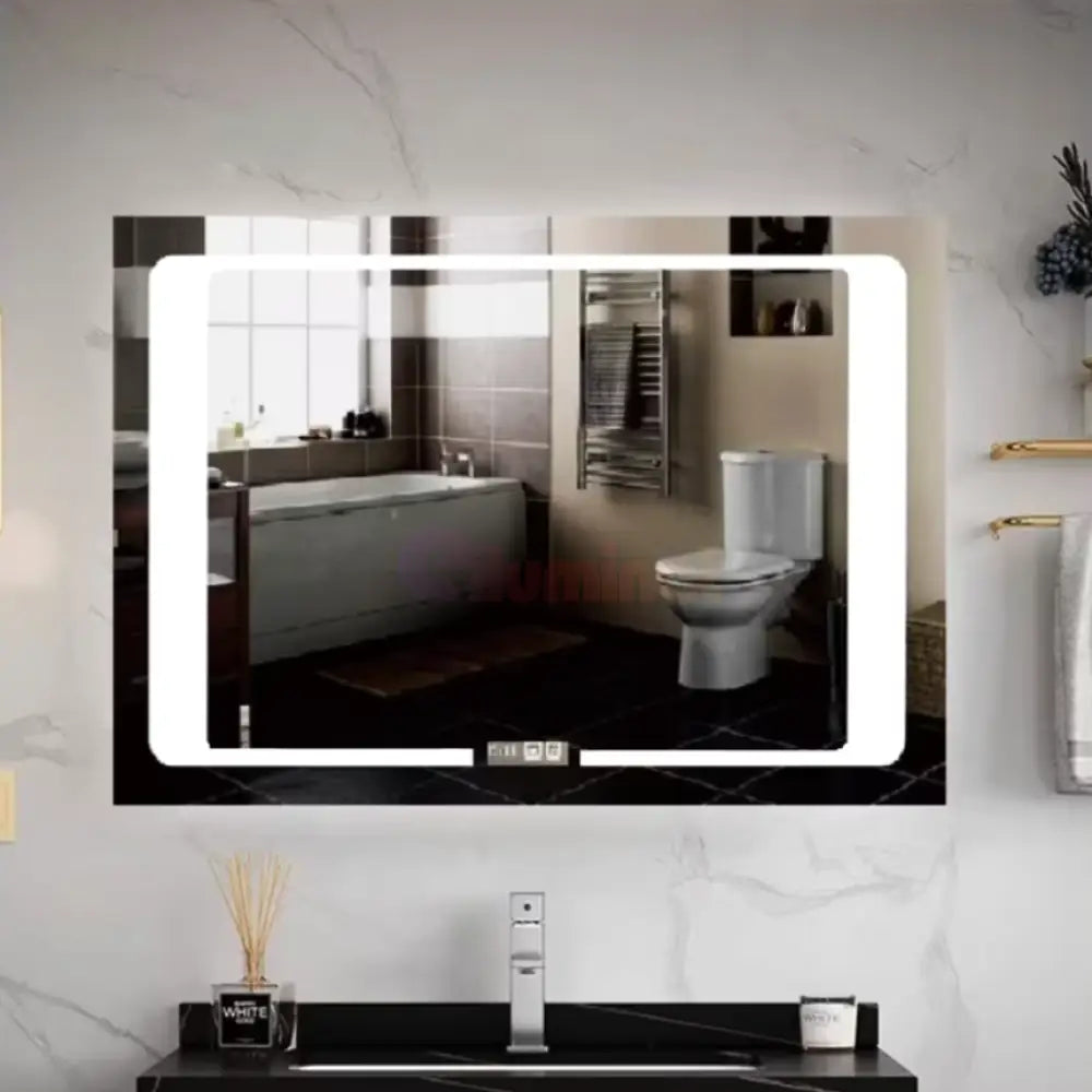 Oglinda Led 90X60Cm Cu Functie Dezaburire Touch Senzor Si Ceas W32 Mirror