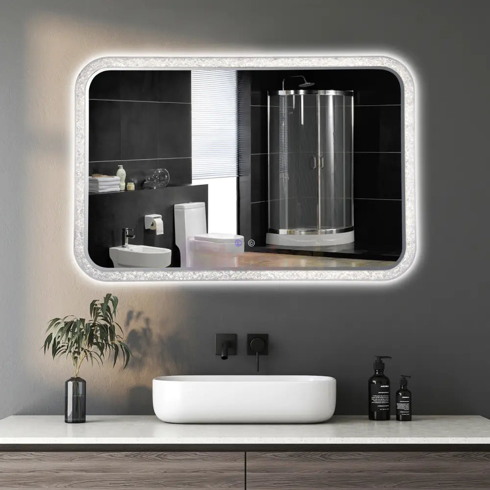 Oglinda Led 98X65Cm 3 Lumini Dezaburire Si Touch Od052 Mirror