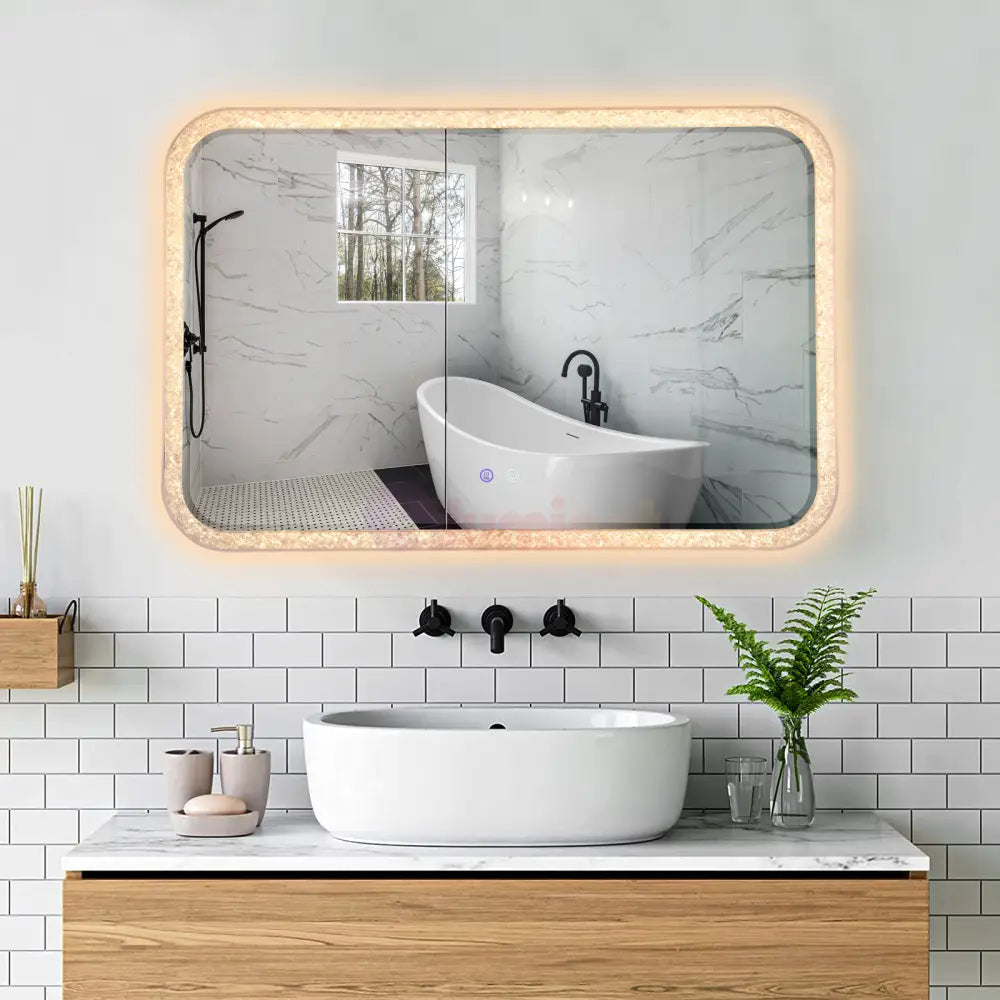 Oglinda Led 98X65Cm 3 Lumini Dezaburire Si Touch Od052 Mirror