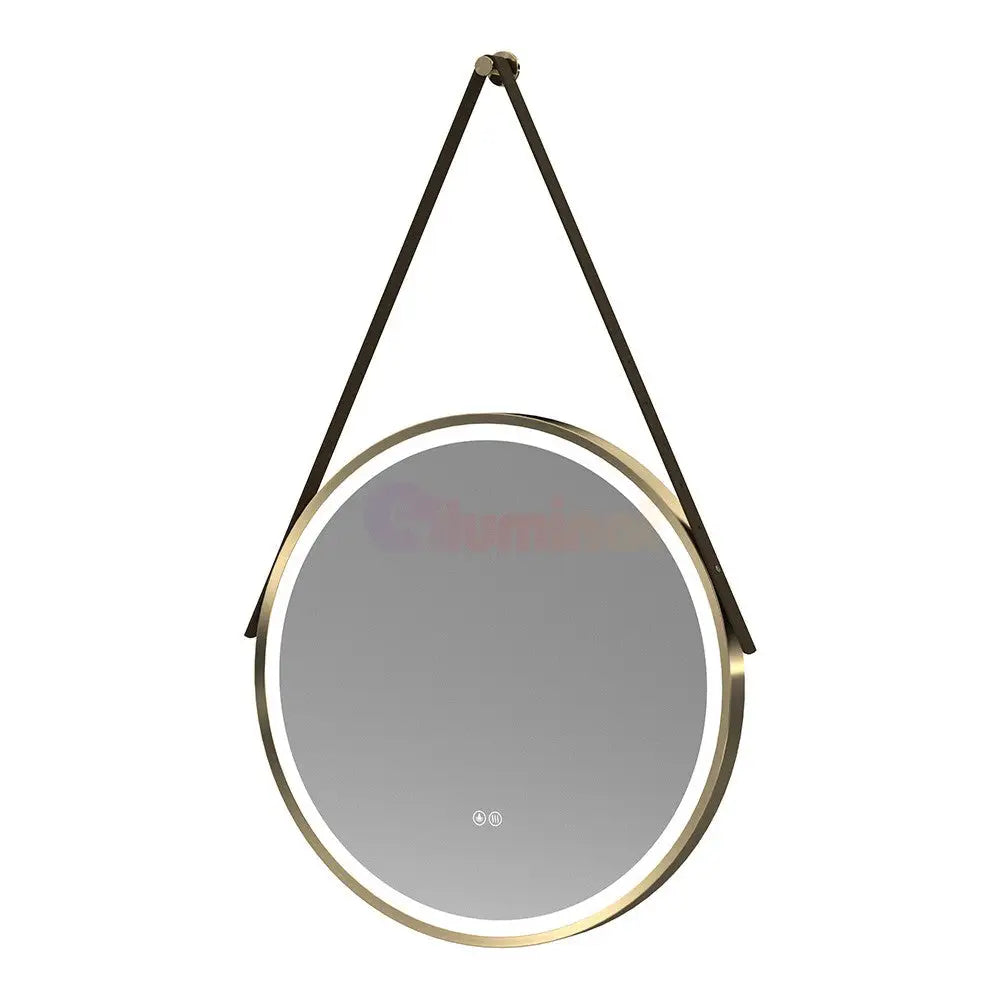 Oglinda Led Baie 60Cm Fog Gold Piele + Aluminiu Senzor Miscare Temperatura Ceas Si Dezaburire Mirror