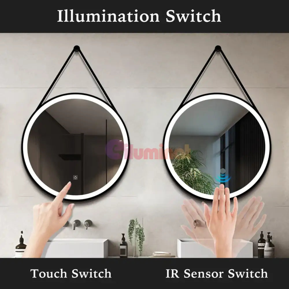 Oglinda Led Baie 60Cm Fog Gold Piele + Aluminiu Senzor Miscare Temperatura Ceas Si Dezaburire Mirror