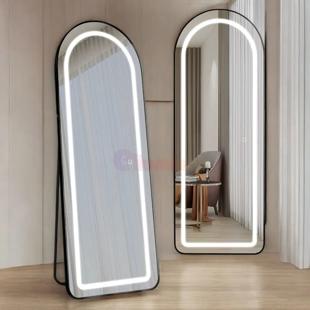 Oglinda Led Cu Touch 50X160Cm Floor Standing Black Arque Mirror