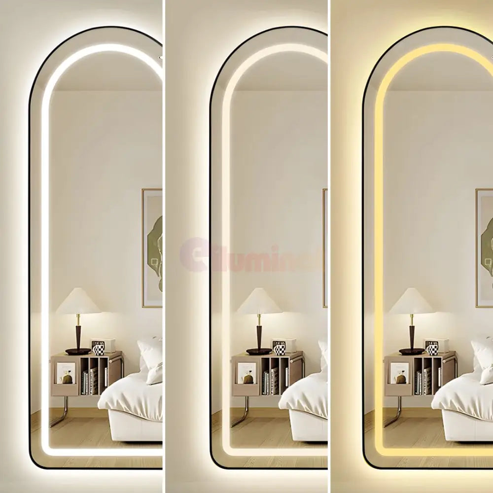 Oglinda Led Cu Touch 50X160Cm Floor Standing Black Arque Mirror