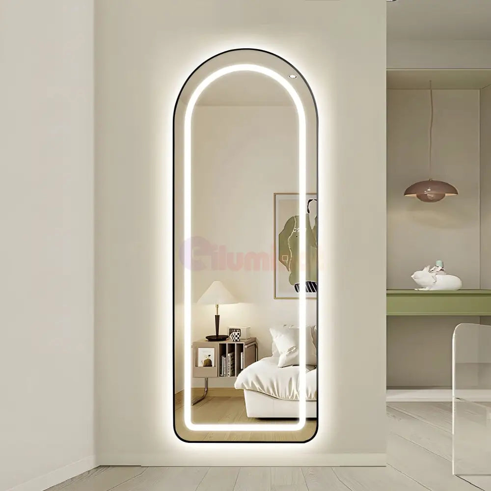 Oglinda Led Cu Touch 50X160Cm Floor Standing Black Arque Mirror