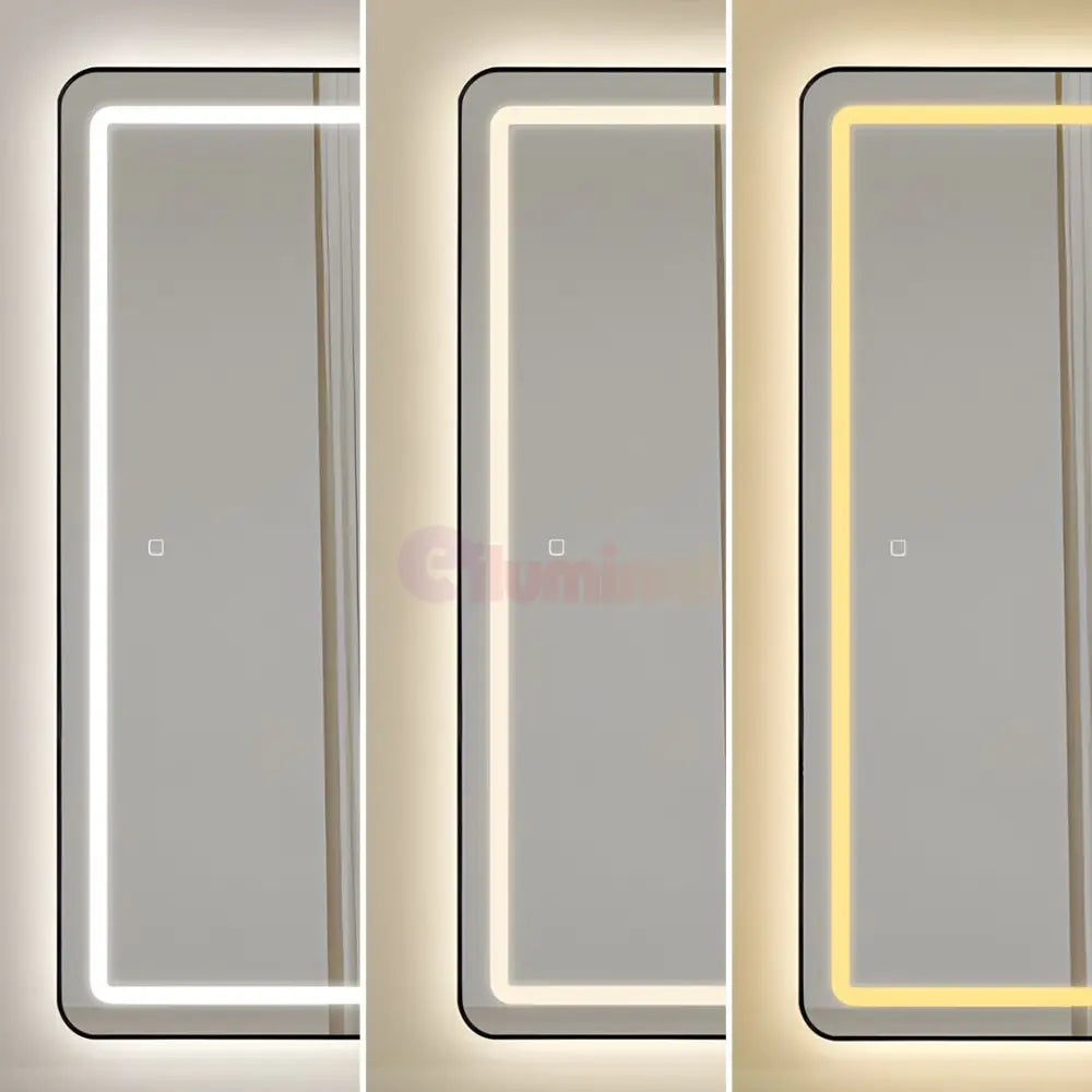 Oglinda Led Cu Touch 50X160Cm Floor Standing Black Square Angles Mirror