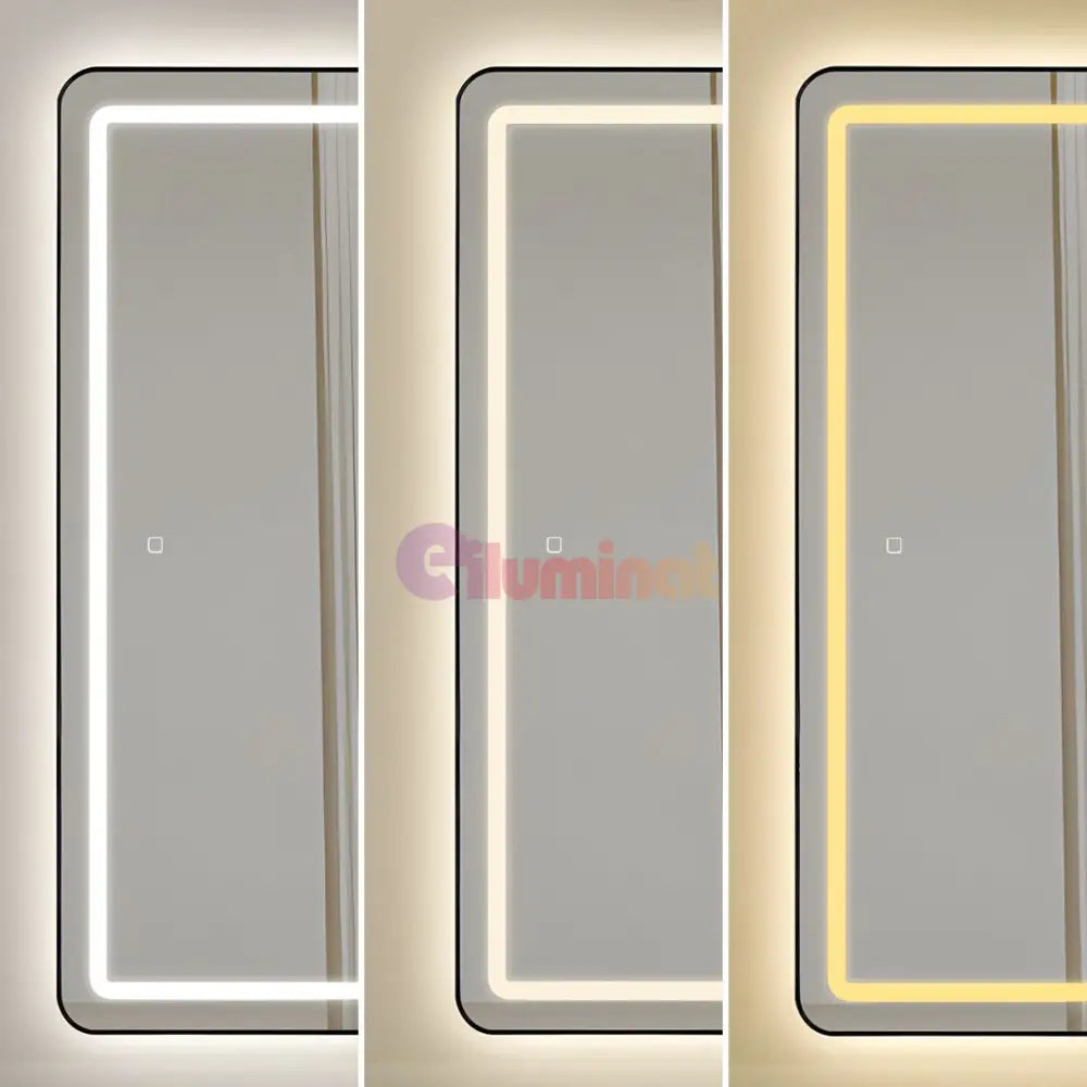 Oglinda Led Cu Touch 50X160Cm Floor Standing Black Square Angles Mirror