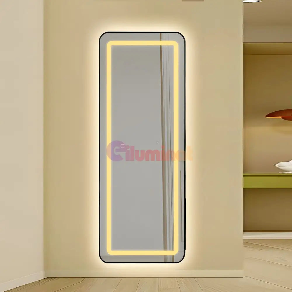 Oglinda Led Cu Touch 50X160Cm Floor Standing Black Square Angles Mirror