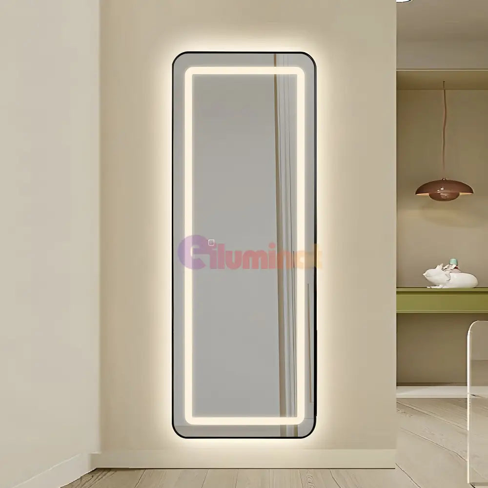 Oglinda Led Cu Touch 50X160Cm Floor Standing Black Square Angles Mirror