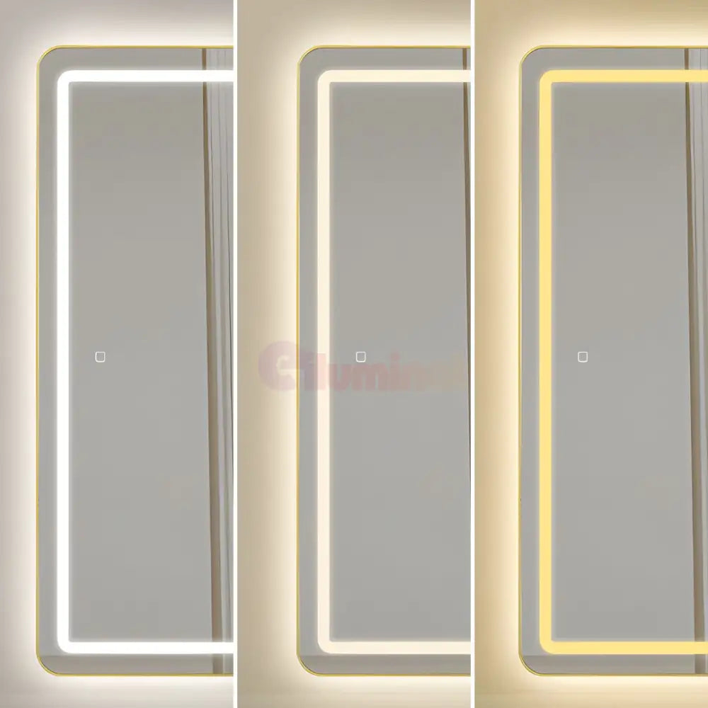 Oglinda Led Cu Touch 50X160Cm Floor Standing Gold Obtuse Angles Mirror
