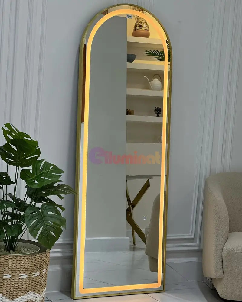 Oglinda Led Cu Touch 50X160Cm Floor Standing Golden Arque Mirror