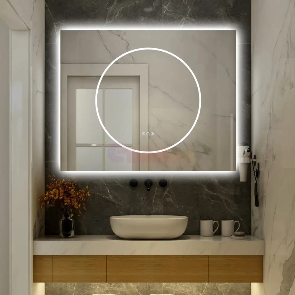 Oglinda LED Dreptunghiulara 100x80cm Functie Dezaburire si Touch LED MIRROR