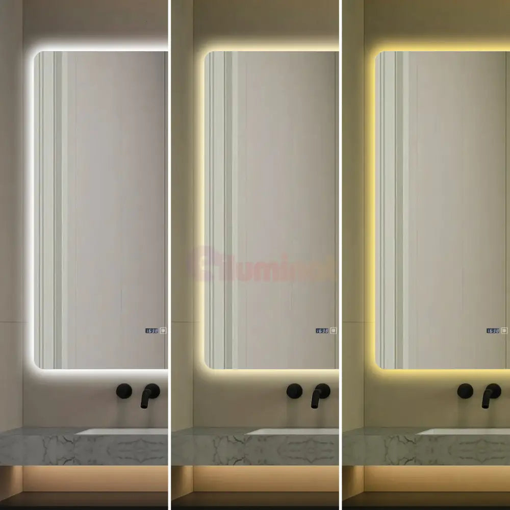 Oglinda LED Dreptunghiulara cu Ceas 100x80cm Functie Dezaburire si Touch LED MIRROR