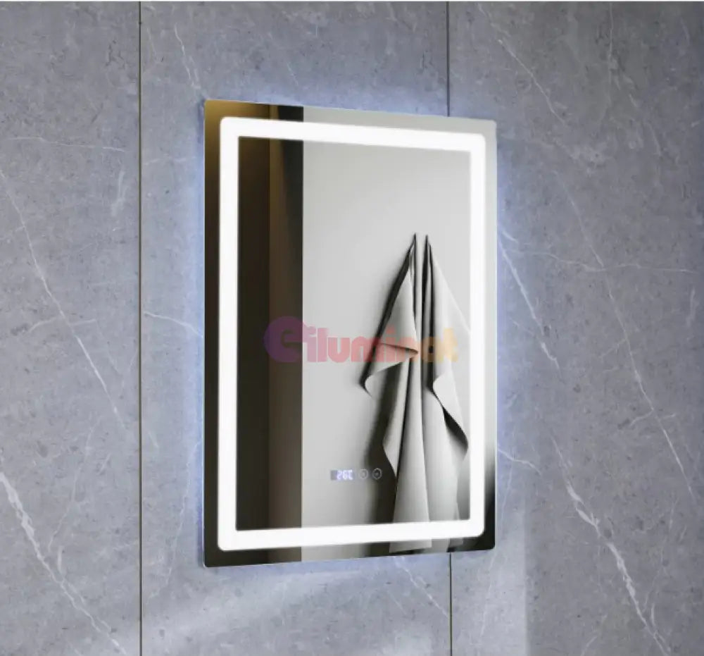 Oglinda Led Dreptunghiulara Cu Ceas 60X80Cm Doua Lumini J09-1 Mirror