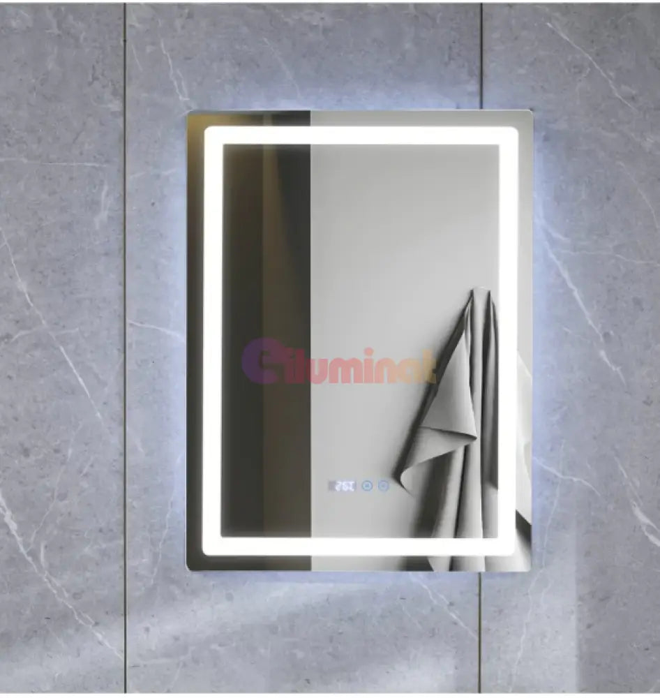 Oglinda Led Dreptunghiulara Cu Ceas 60X80Cm Doua Lumini J09-1 Mirror