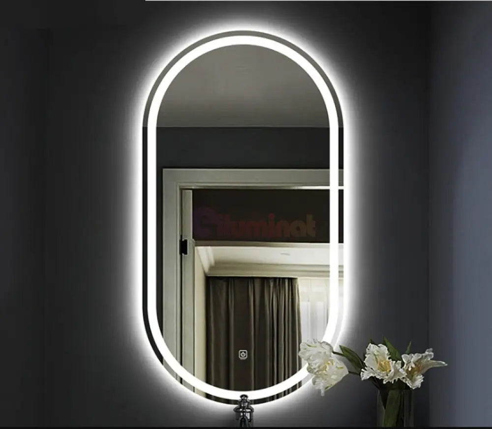 Oglinda Led Ovala Cu Doua Lumini 50X80Cm Functie Dezaburire Si Touch J120 Mirror