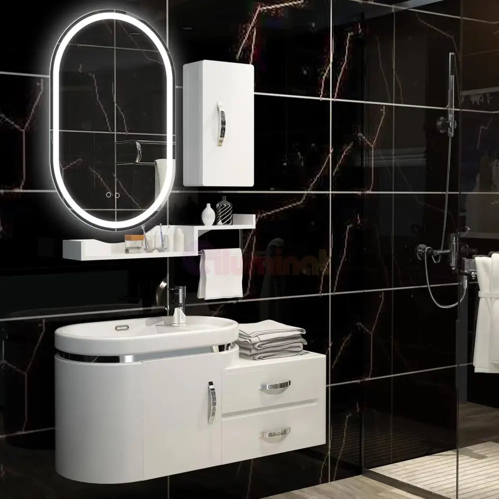 Oglinda Led Ovala Cu Doua Lumini 50X80Cm Functie Dezaburire Si Touch J120 Mirror