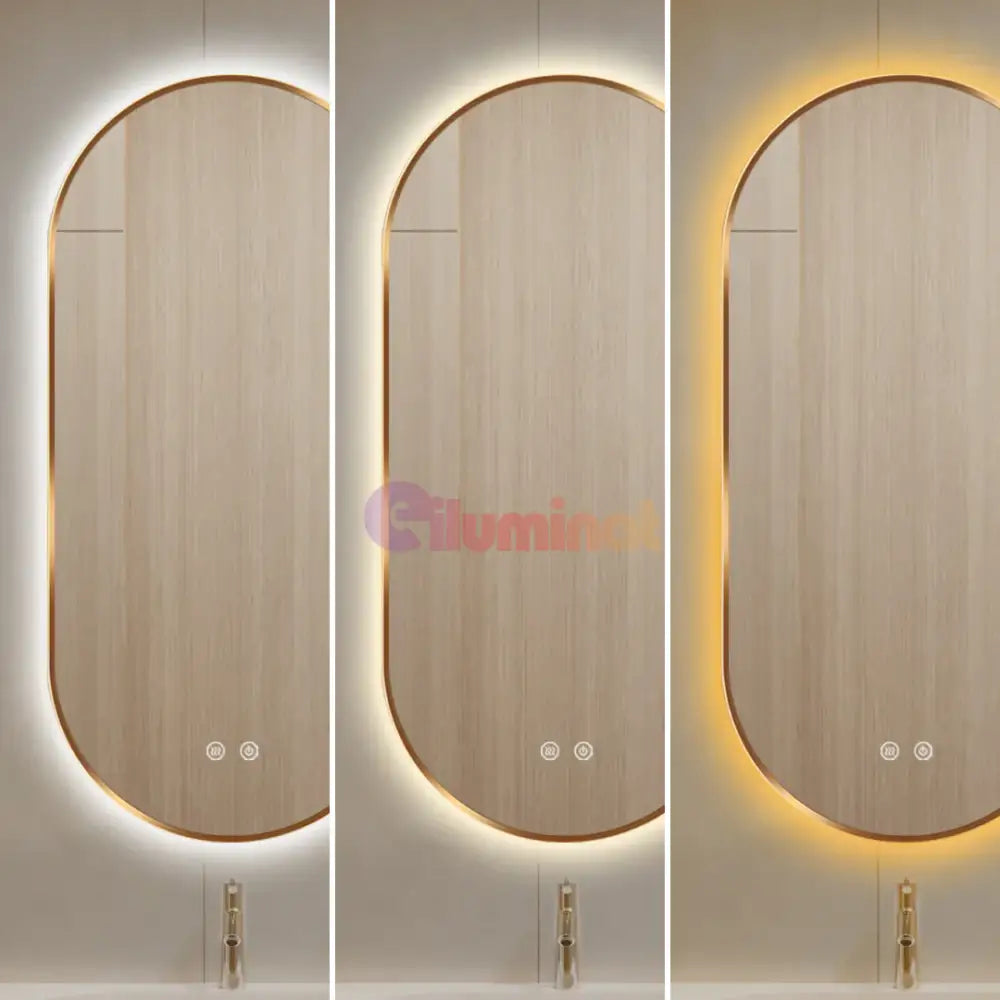 Oglinda LED Ovala 50x100cm Rama Aurie Dezaburire si 3 Lumini J179 AURIE / 50X100CM LED MIRROR