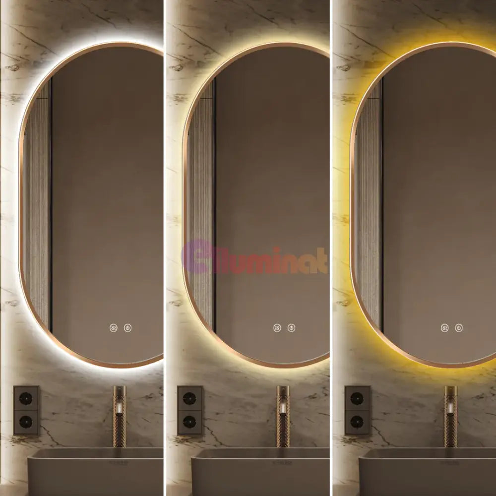 Oglinda LED si TOUCH Ovala 50x80cm Functie Dezaburire GOLD AURIE / 50X80CM LED MIRROR