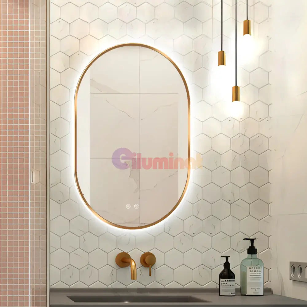 Oglinda LED si TOUCH Ovala 50x80cm Functie Dezaburire GOLD AURIE / 50X80CM LED MIRROR