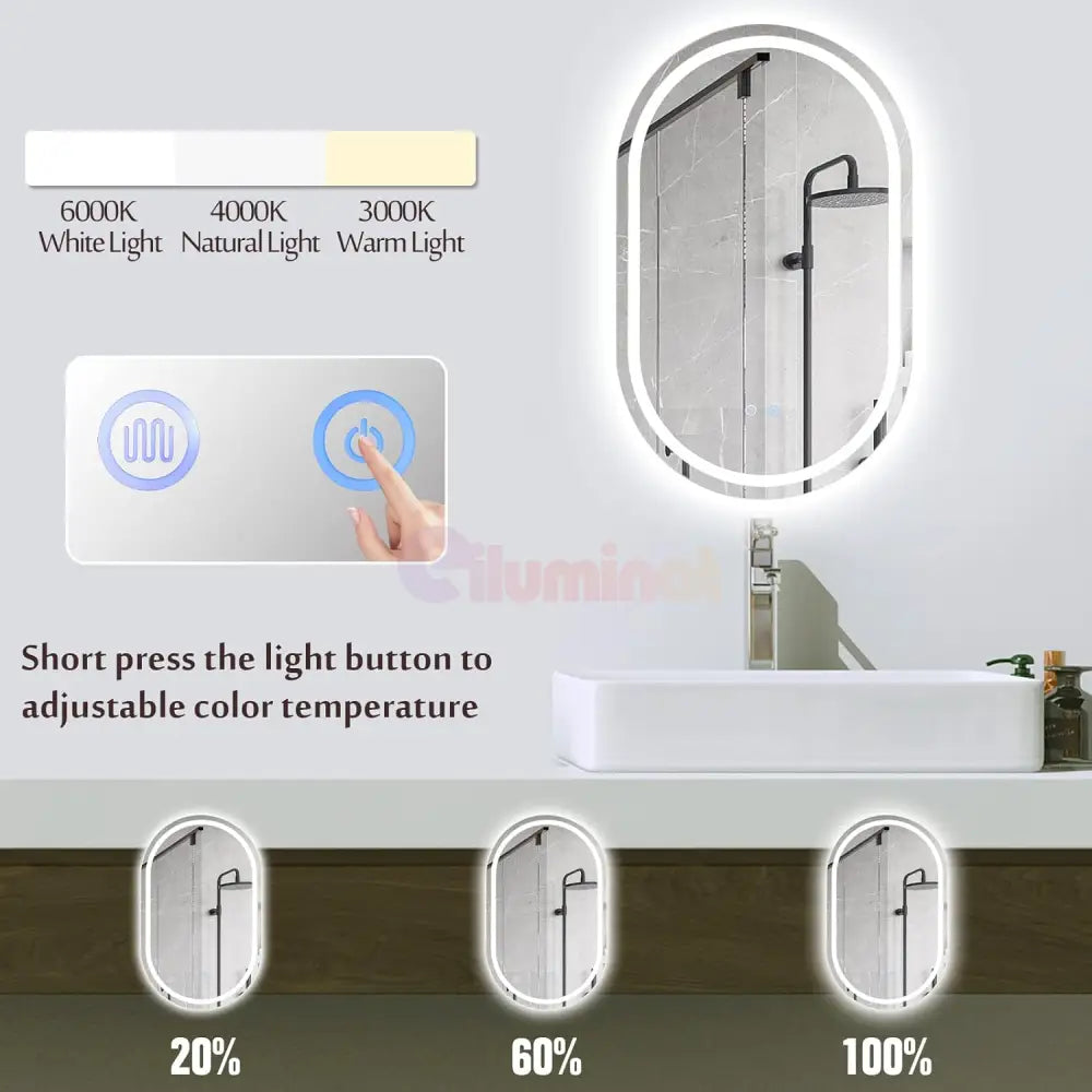 Oglinda Led Ovala 60X78Cm Functie Dezaburire Si Touch M06S Mirror
