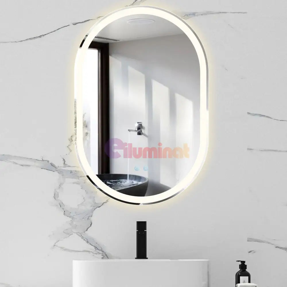 Oglinda Led Ovala 60X90Cm 3 Lumini Dezaburire Si Touch Od061 Mirror