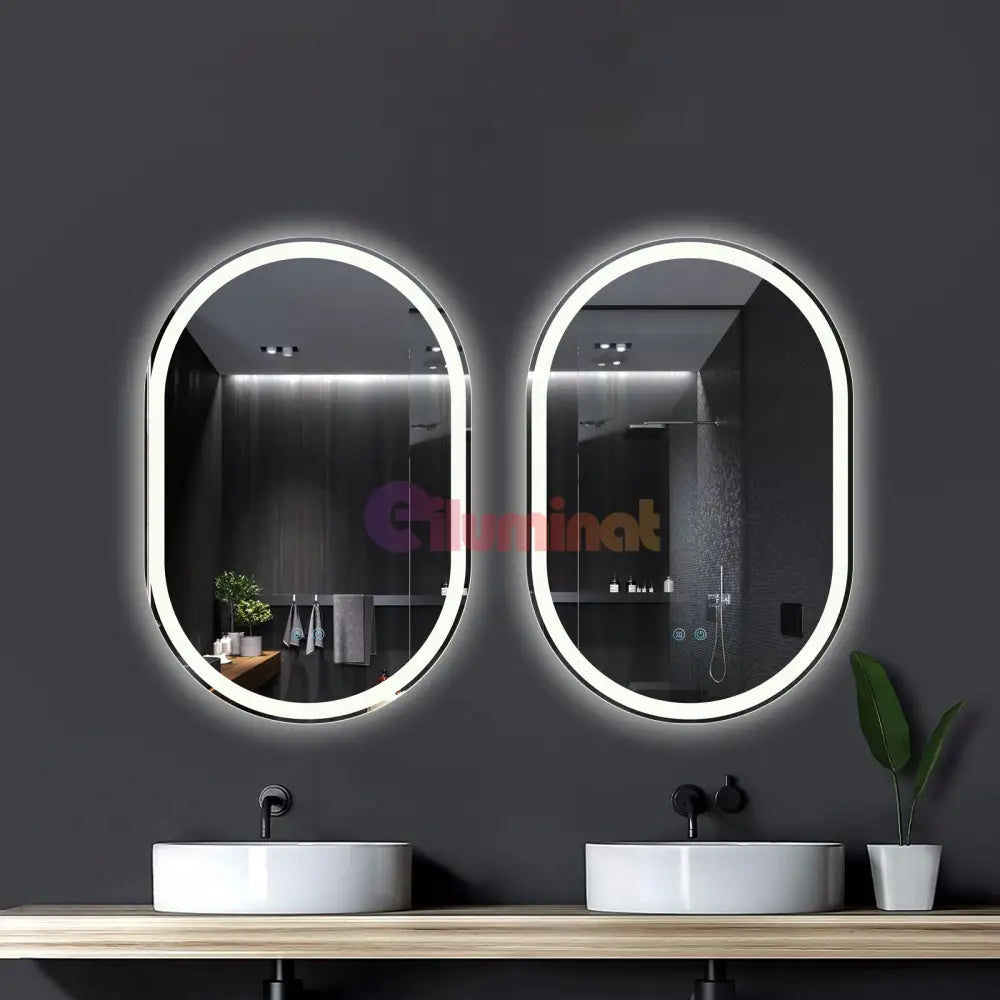 Oglinda Led Ovala 60X90Cm 3 Lumini Dezaburire Si Touch Od061 Mirror