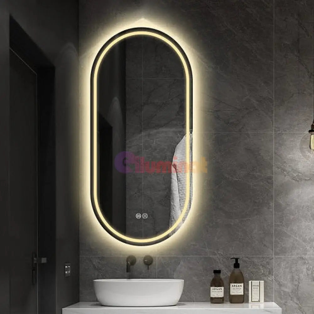 Oglinda Led Ovala Cu Doua Lumini 50X80Cm Functie Dezaburire Si Touch J120 Mirror