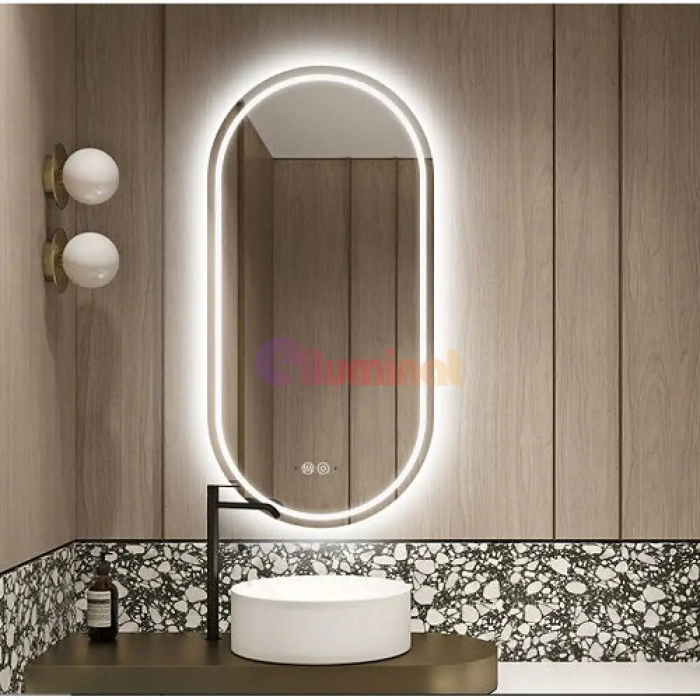 Oglinda Led Ovala Cu Doua Lumini 50X80Cm Functie Dezaburire Si Touch J120 Mirror