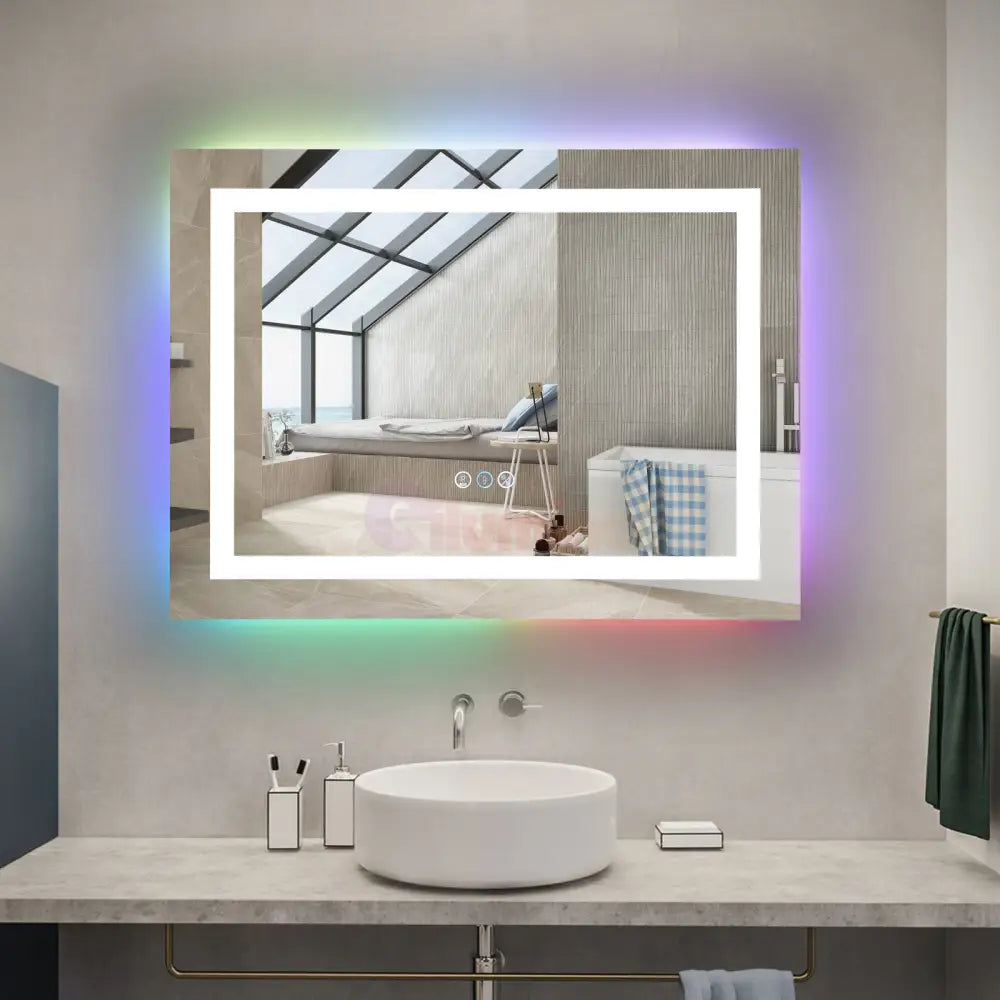 Oglinda Led Rgb 80X60Cm 3 Lumini Dezaburire Si Touch Od014-Rgb Mirror