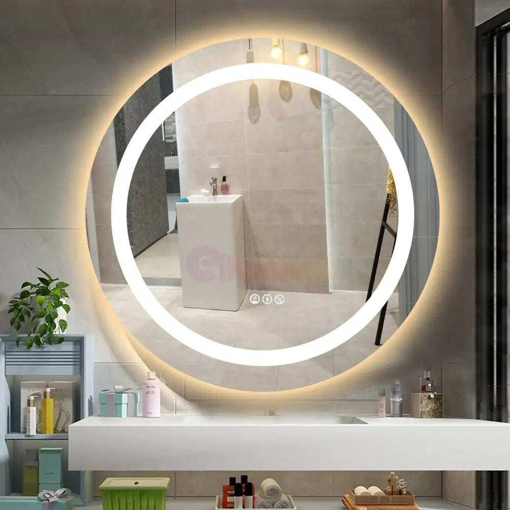 Oglinda Led Rgb Rotunda 70Cm 3 Lumini Dezaburire Si Touch Od013-Rgb Mirror