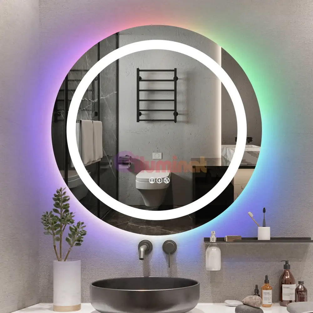 Oglinda Led Rgb Rotunda 70Cm 3 Lumini Dezaburire Si Touch Od013-Rgb Mirror