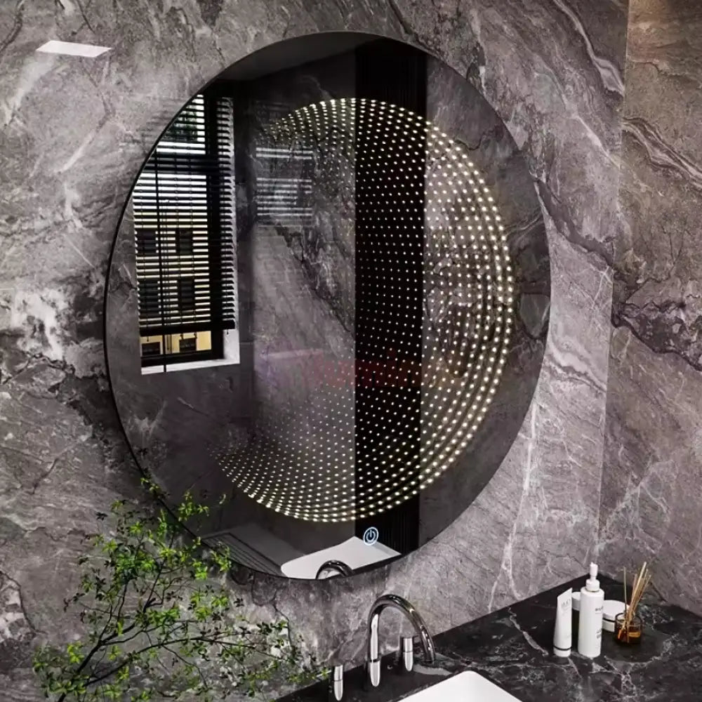 Oglinda Led Rotunda 3D Effect 70Cm 3 Lumini Si Touch Od019X Mirror