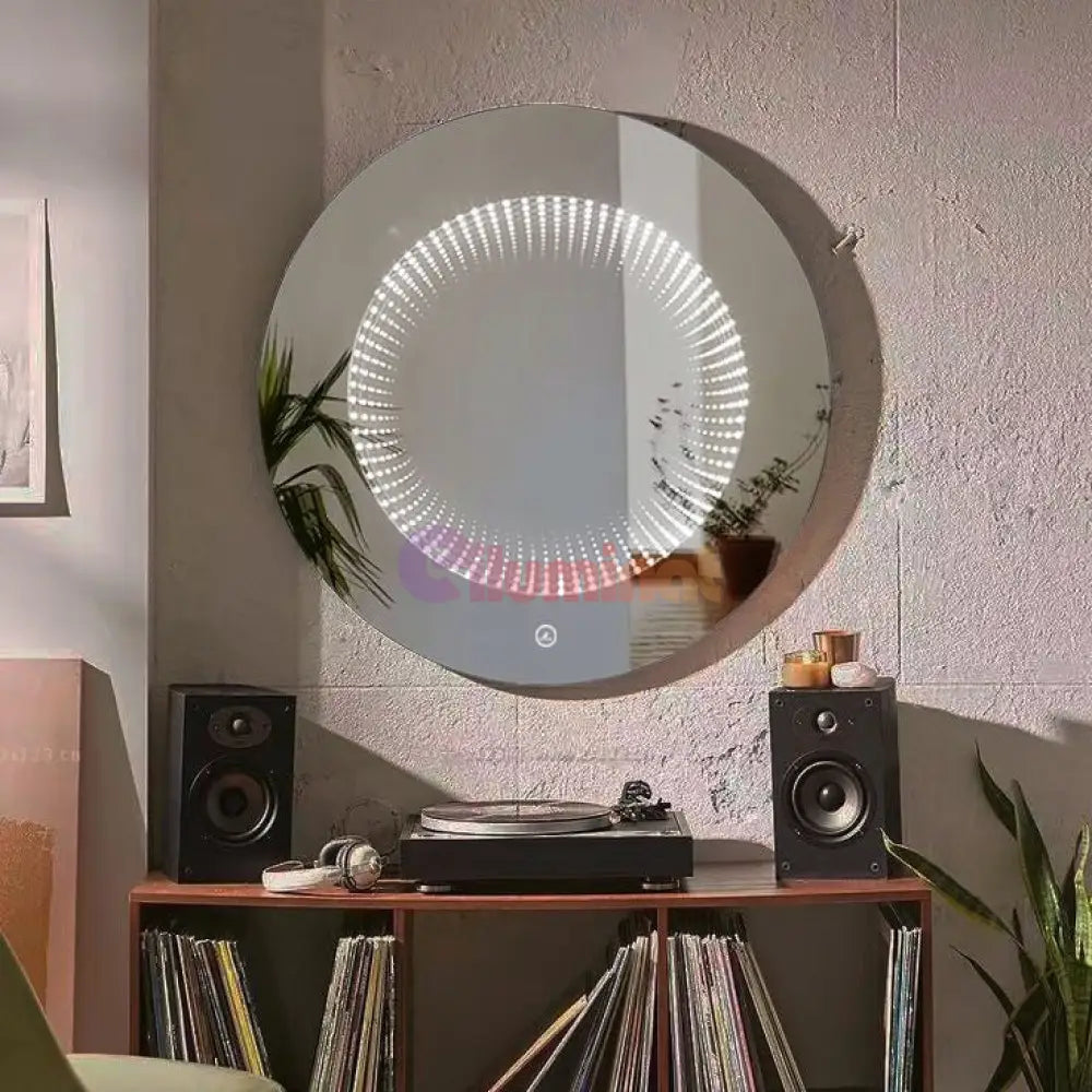 Oglinda Led Rotunda 3D Effect Infinity Mirror 3 Lumini Si Touch J183 Mirror