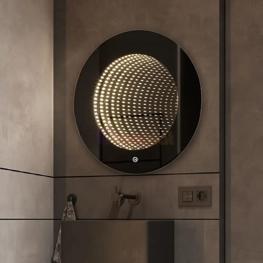 Oglinda Led Rotunda 3D Effect Infinity Mirror 3 Lumini Si Touch J183 Frameless / 60Cm Mirror