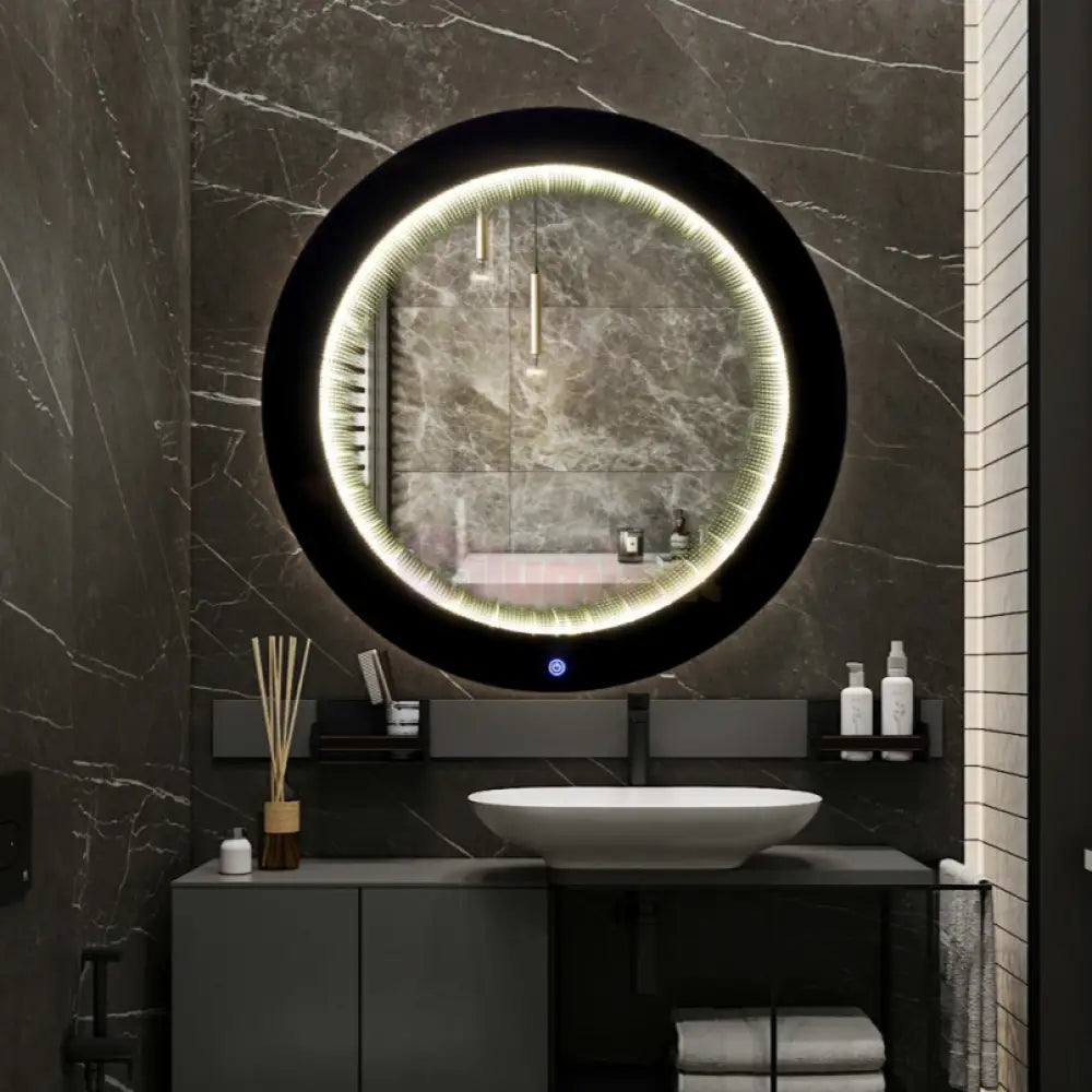 Oglinda Led Rotunda 3D Effect 70Cm 3 Lumini Si Touch Od019X Mirror