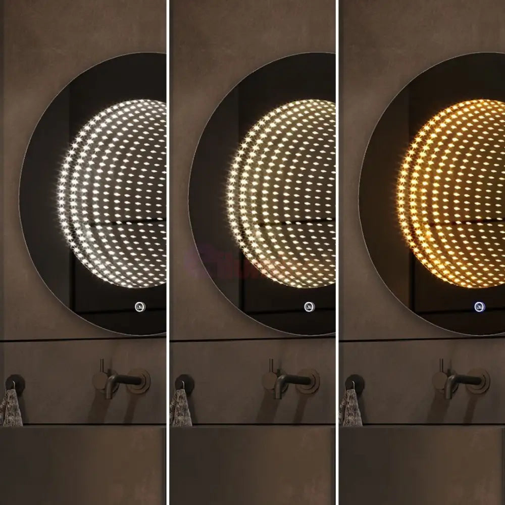 Oglinda Led Rotunda 3D Effect Infinity Mirror 3 Lumini Si Touch J183 Mirror