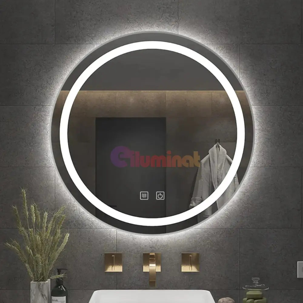Oglinda LED Rotunda 50CM cu Dezaburire si Lumina Rece E01S/50 FRAMELESS / 50CM LED MIRROR