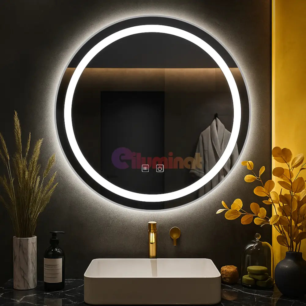 Oglinda LED Rotunda 50CM cu Dezaburire si Lumina Rece E01S/50 FRAMELESS / 50CM LED MIRROR
