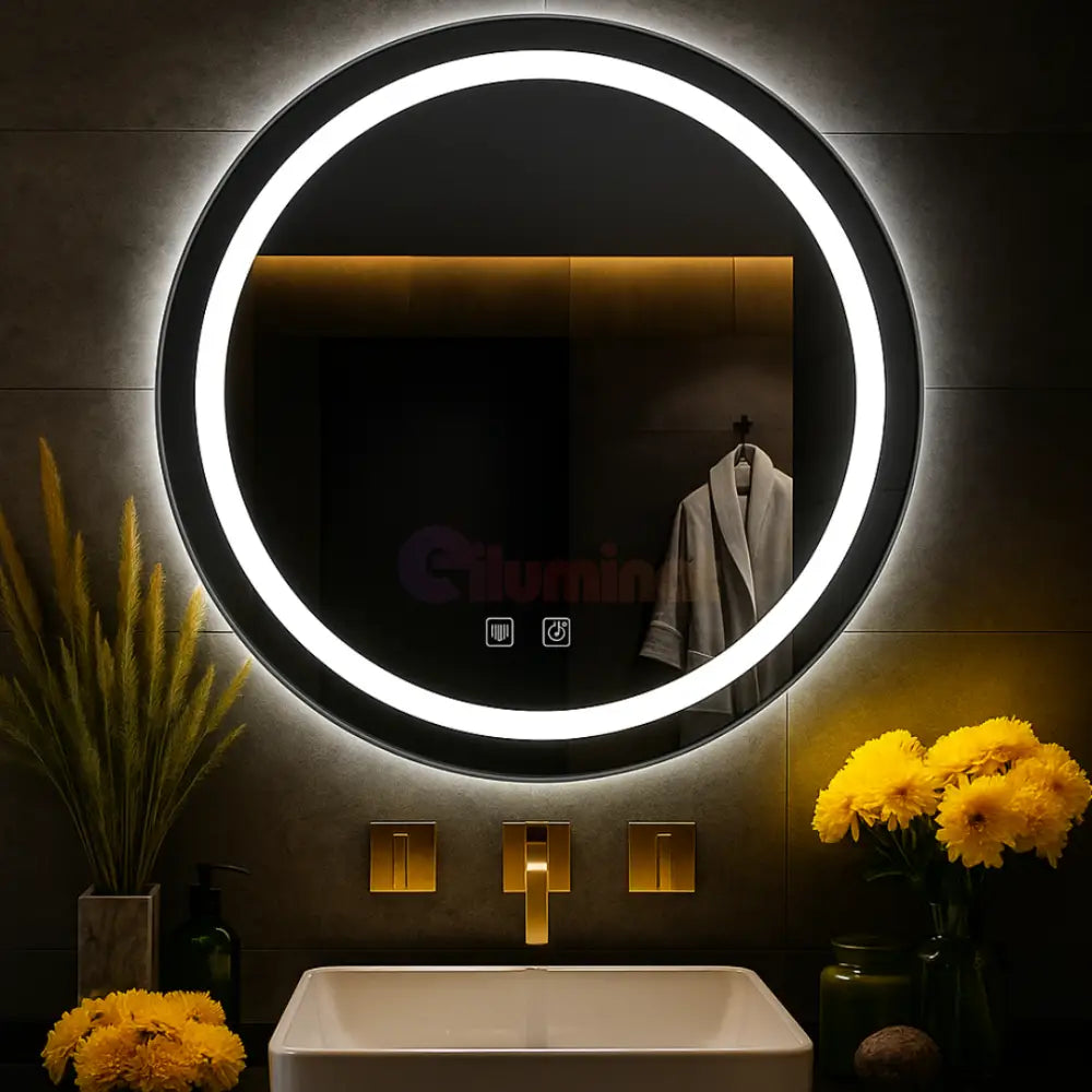Oglinda LED Rotunda 50CM cu Dezaburire si Lumina Rece E01S/50 FRAMELESS / 50CM LED MIRROR