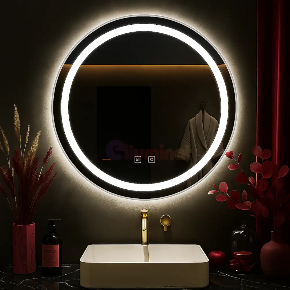 Oglinda LED Rotunda 50CM cu Dezaburire si Lumina Rece E01S/50 FRAMELESS / 50CM LED MIRROR