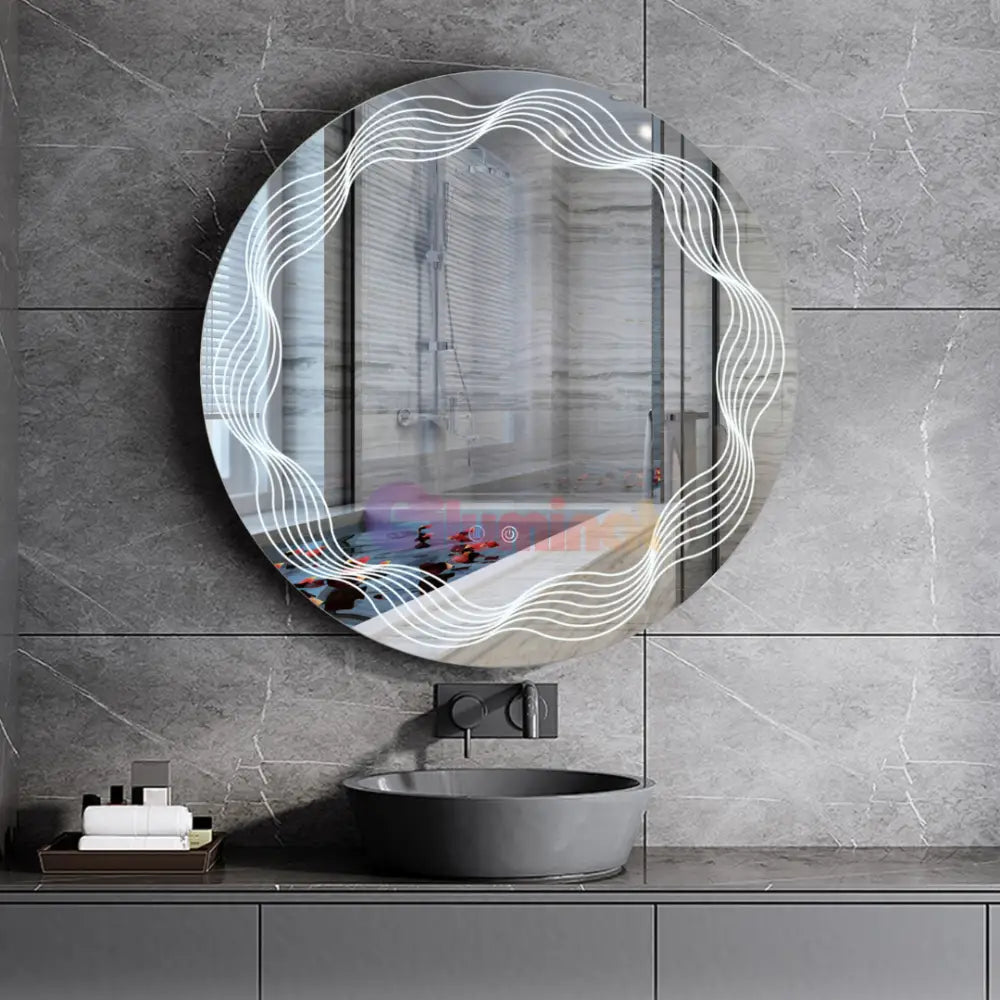 Oglinda LED Rotunda 60cm 3 Lumini Dezaburire si Touch E26S/60x60 FRAMELESS / 60CM LED MIRROR