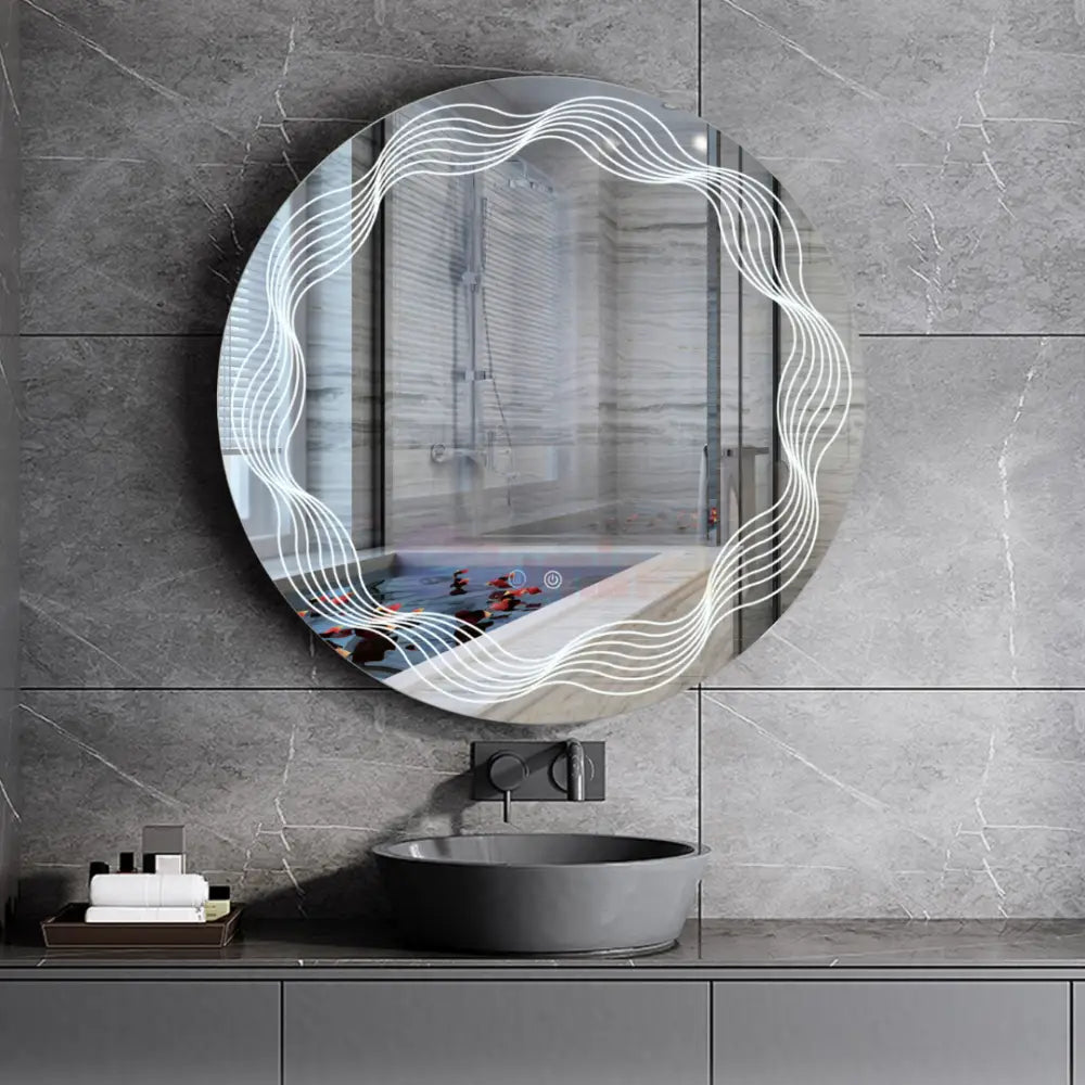 Oglinda LED Rotunda 60cm 3 Lumini Dezaburire si Touch E26S/60x60 FRAMELESS / 60CM LED MIRROR