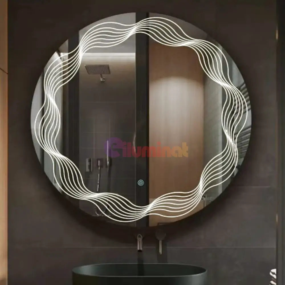 Oglinda LED Rotunda 60cm 3 Lumini Dezaburire si Touch E26S/60x60 FRAMELESS / 60CM LED MIRROR